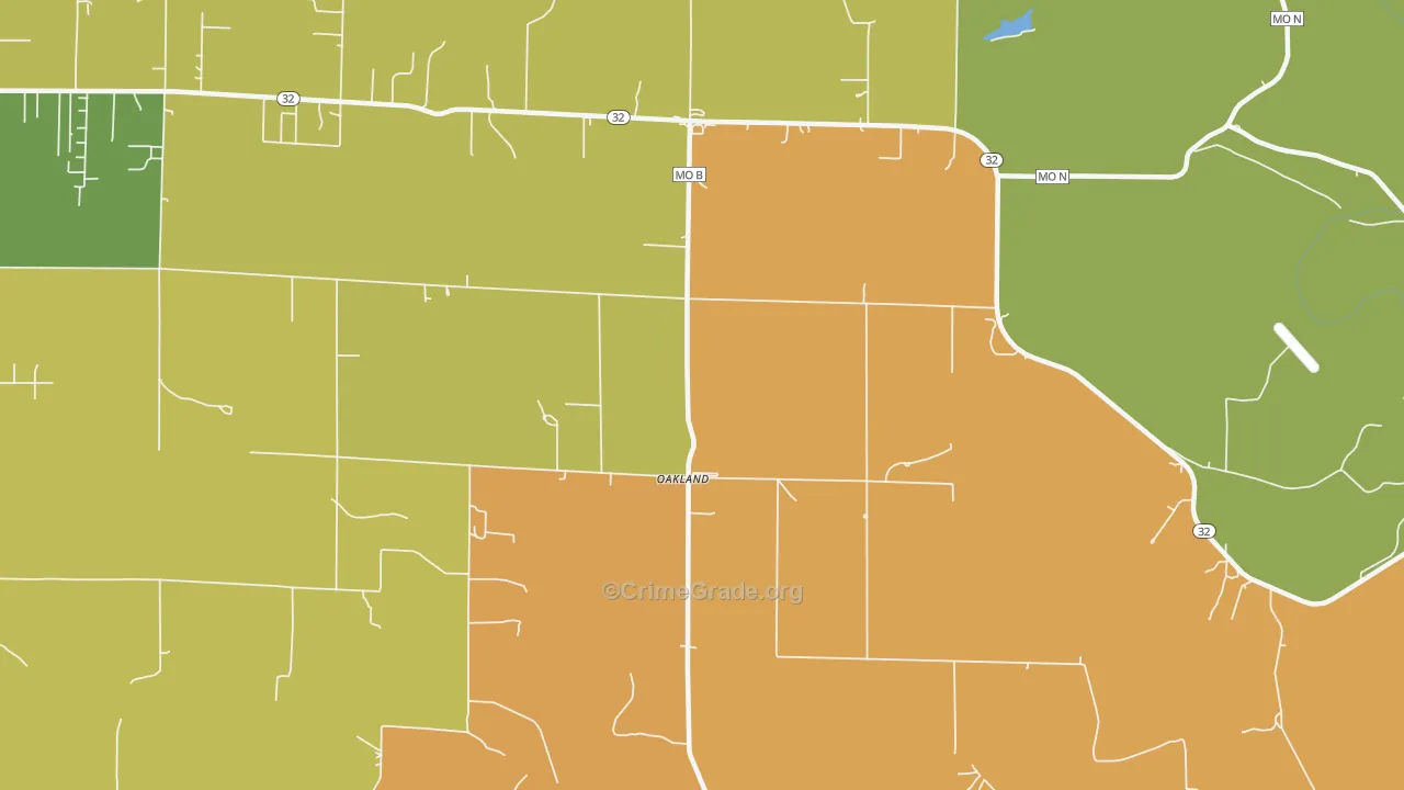 Oakland, MO Map of Murder Rates