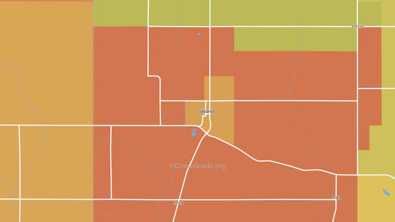 Oakland, NE Map of Murder Rates