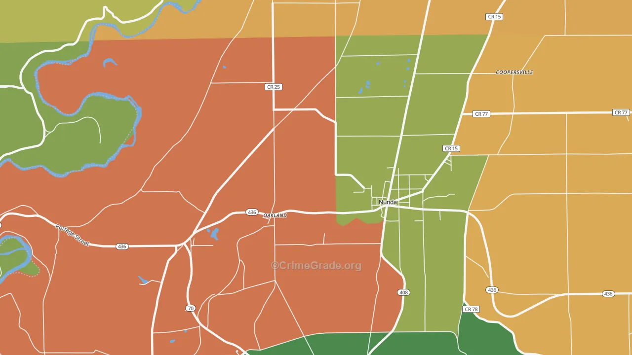 Oakland, NY Map of Murder Rates