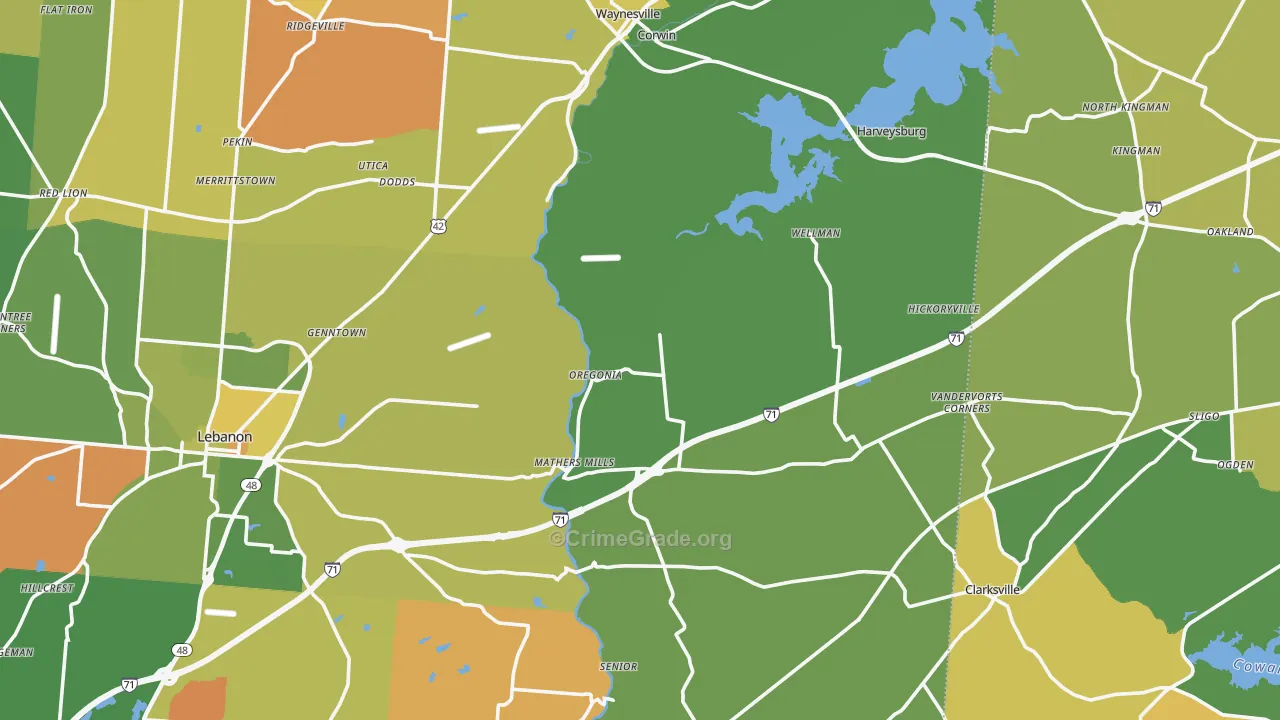 Oakland, OH Map of Murder Rates
