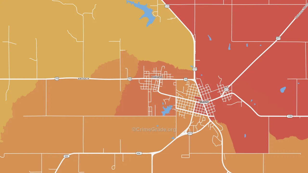 Oakland, OK Map of Murder Rates