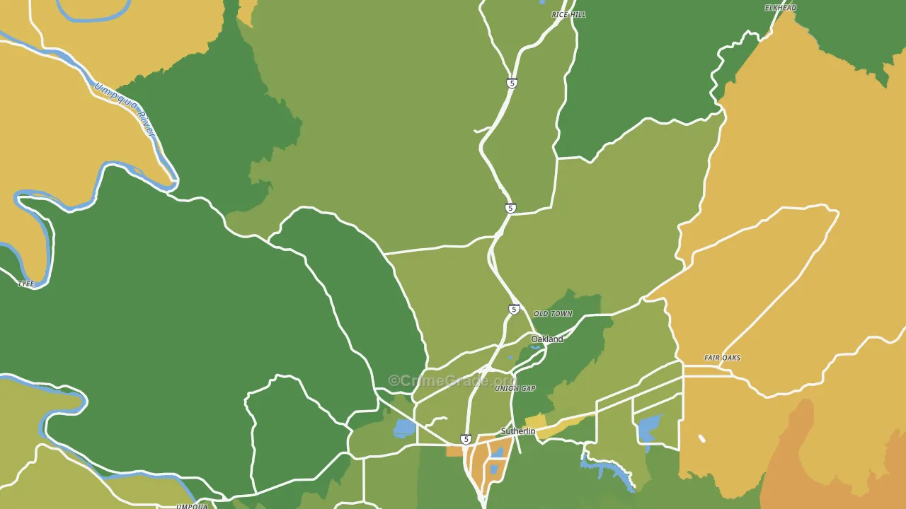 Oakland, OR Map of Murder Rates