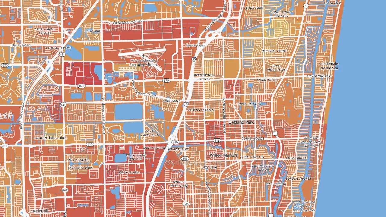 Oakland Park, FL Map of Murder Rates