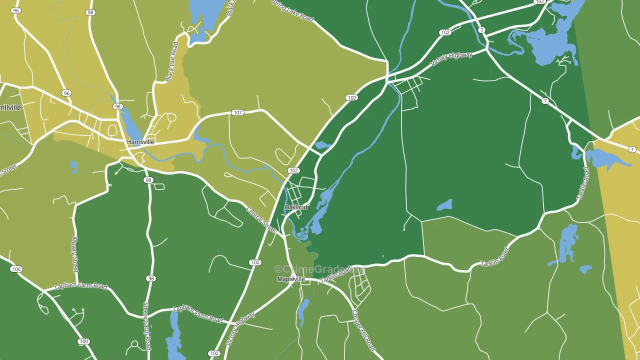 Oakland, RI Map of Murder Rates