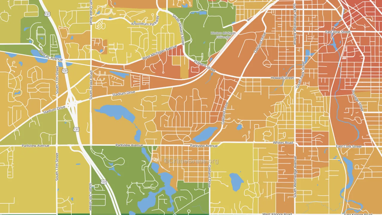 Oakland-Winchell, Kalamazoo, MI Map of Murder Rates