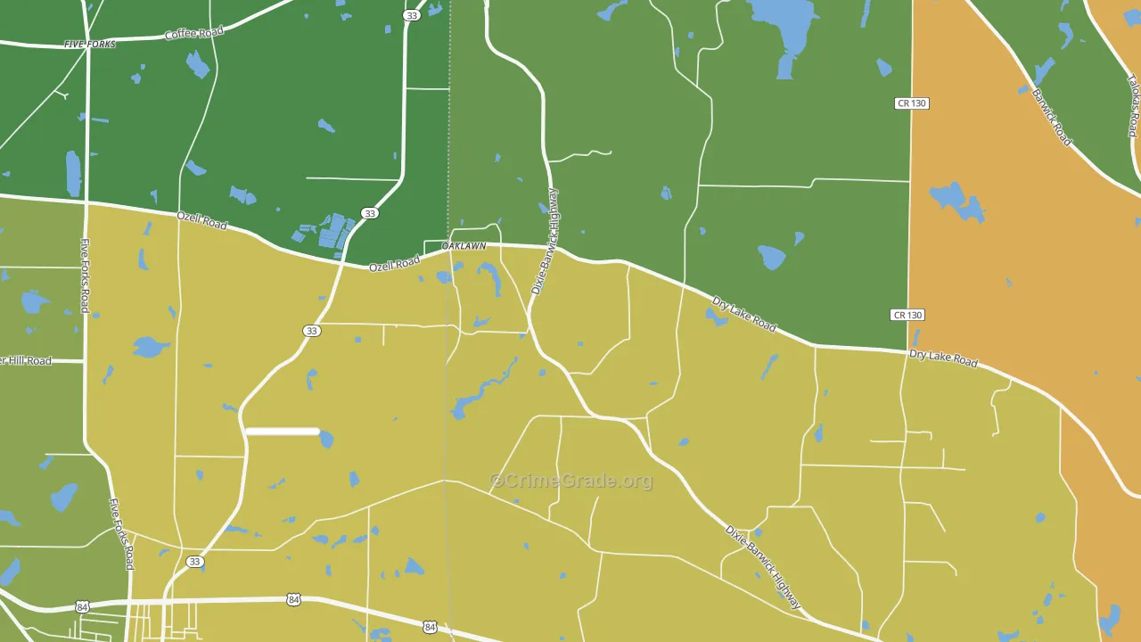 Oaklawn, GA Map of Murder Rates