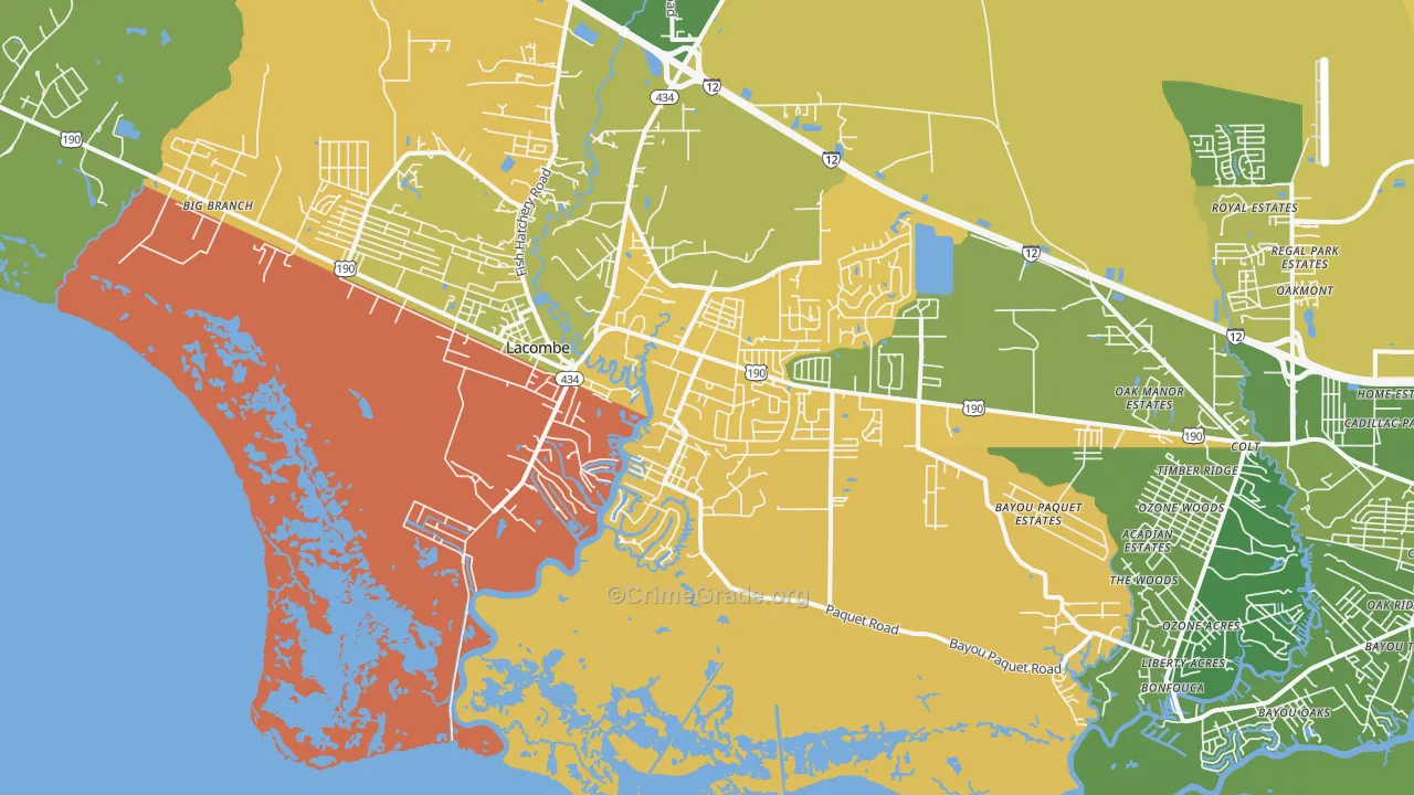 Oaklawn, LA Map of Murder Rates