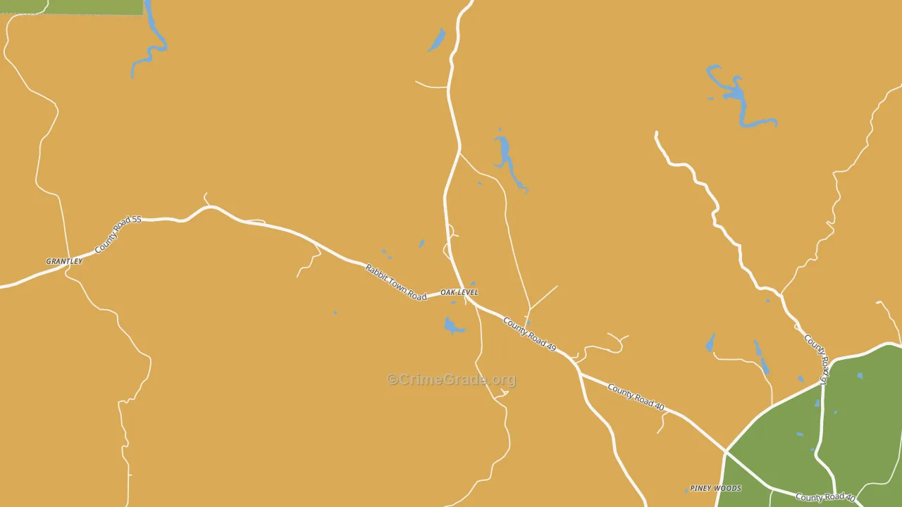 Oaklevel, AL Map of Murder Rates