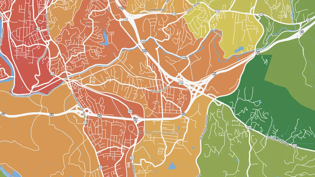 Oakley, Asheville, NC Map of Murder Rates
