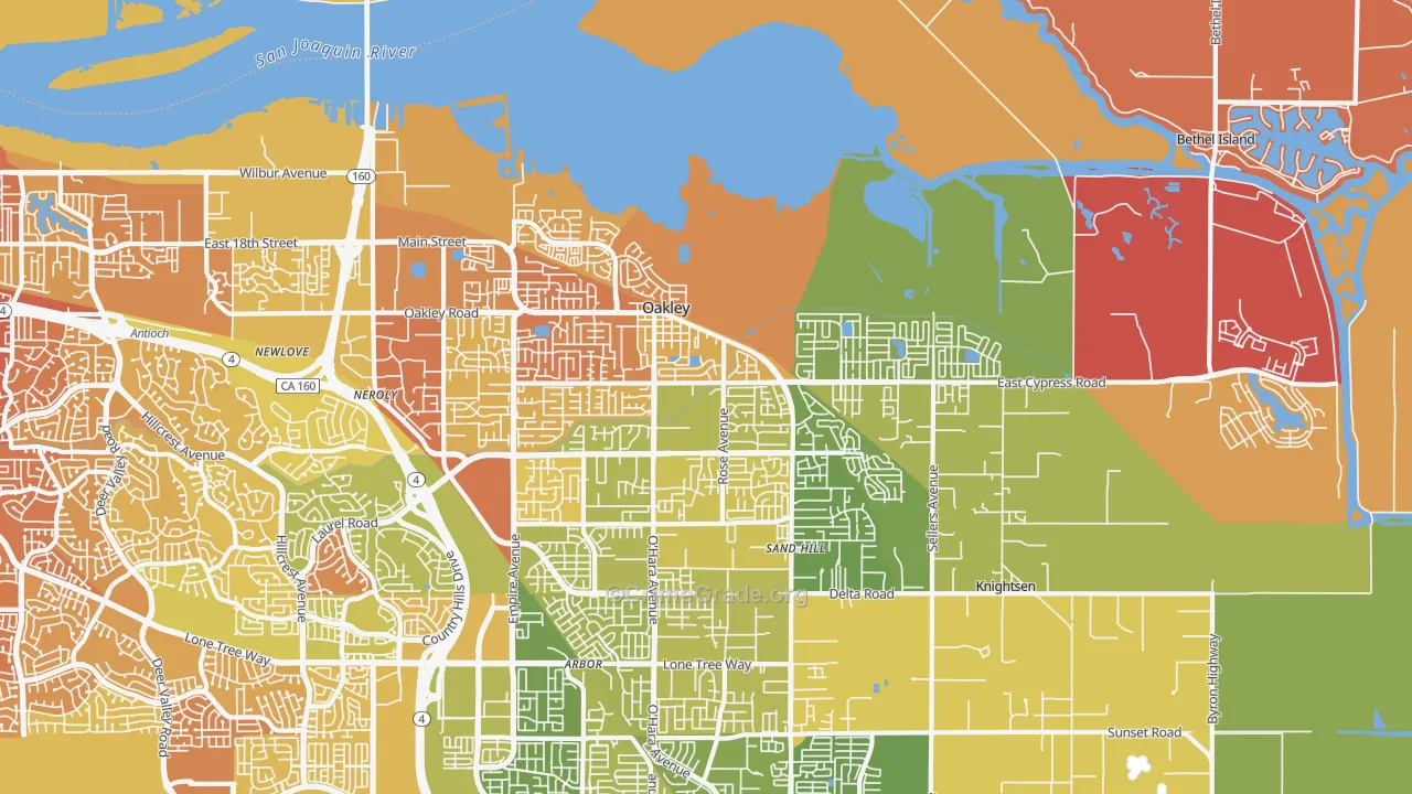 Oakley, CA Map of Murder Rates