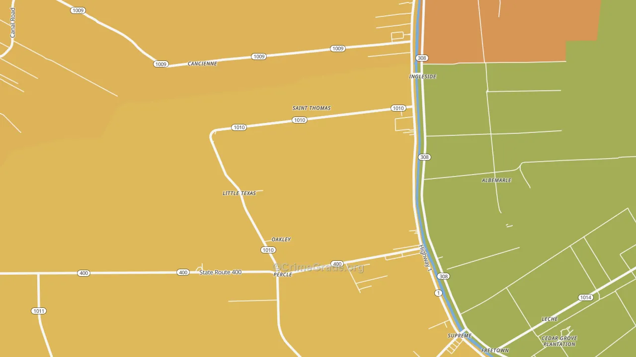 Oakley, LA Map of Murder Rates
