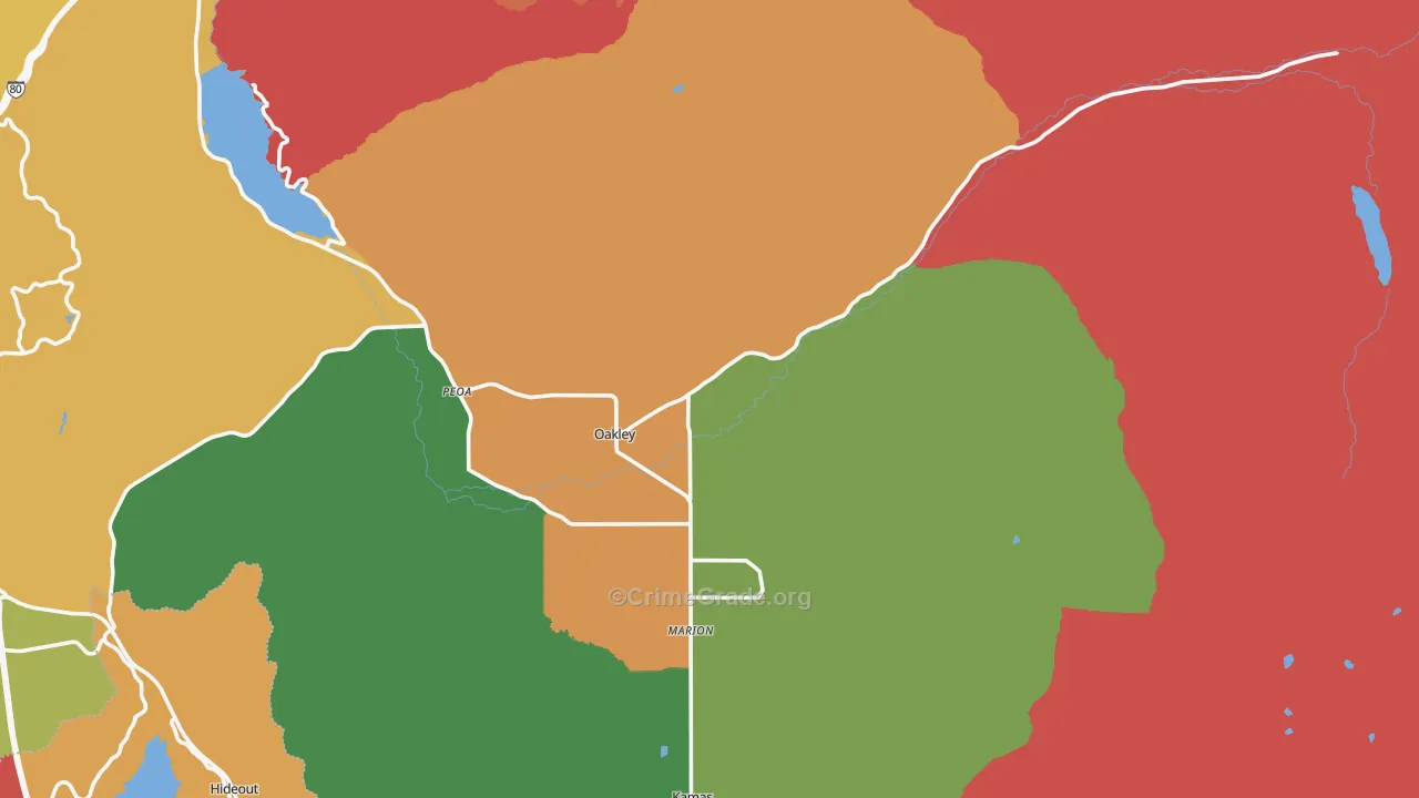 Oakley, UT Map of Murder Rates
