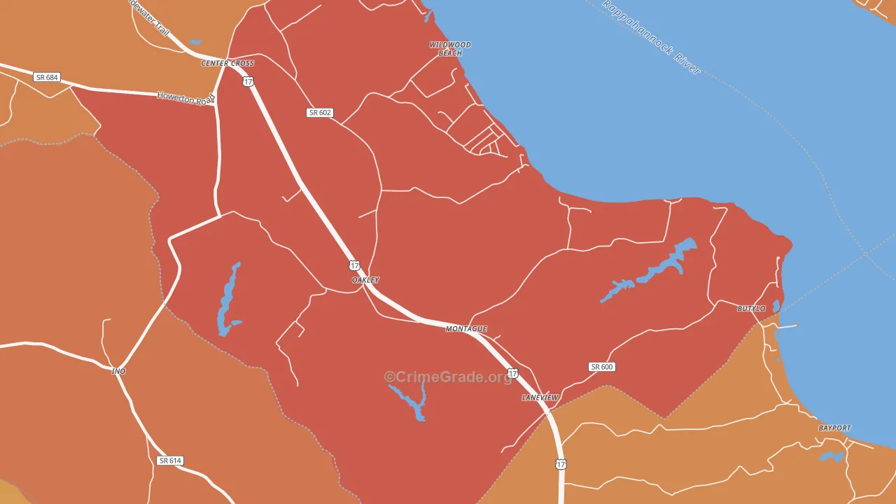 Oakley, VA Map of Murder Rates