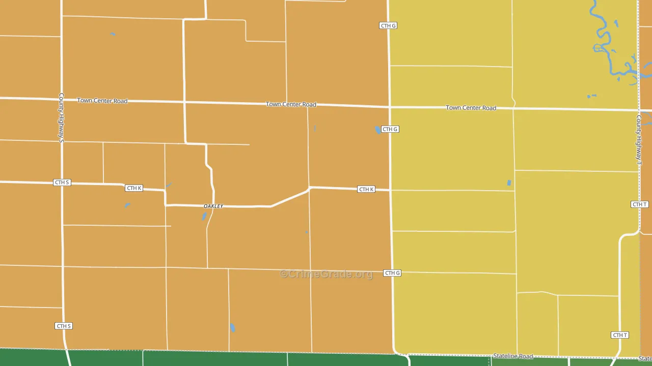 Oakley, WI Map of Murder Rates