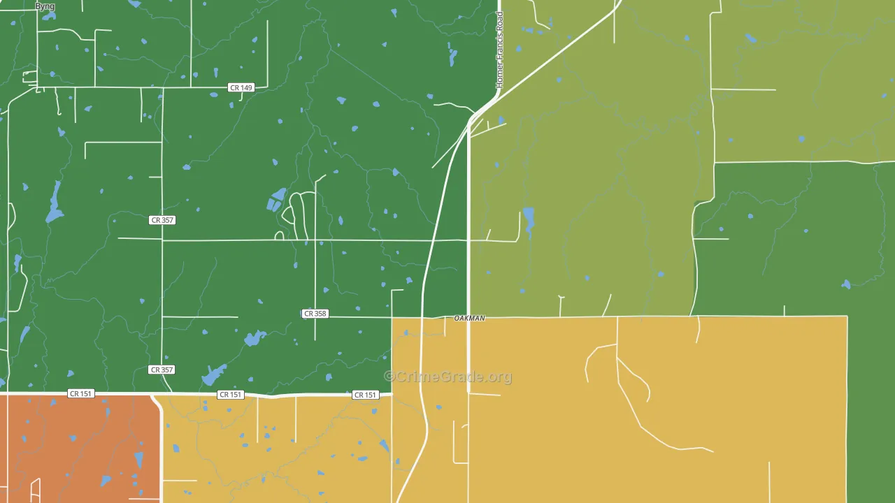 Oakman, OK Map of Murder Rates