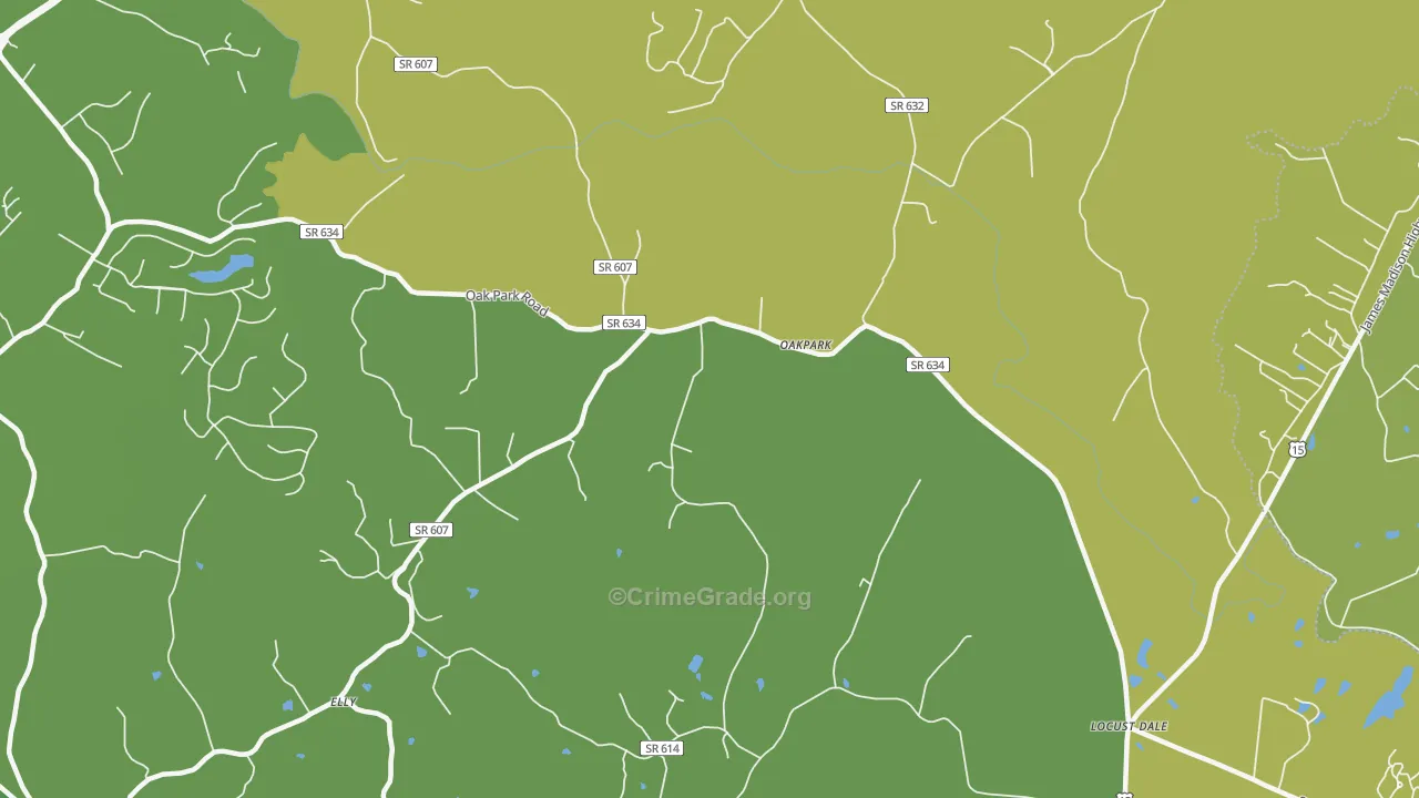 Oakpark, VA Map of Murder Rates