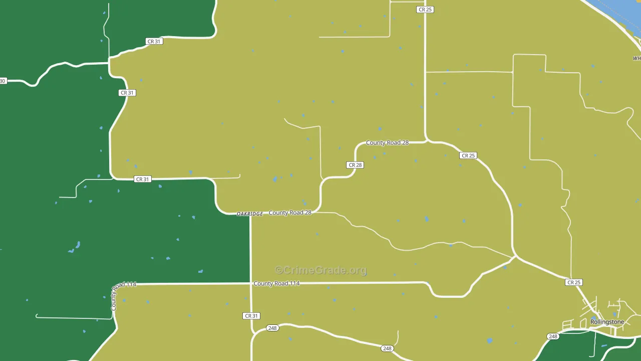 Oakridge, MN Map of Murder Rates