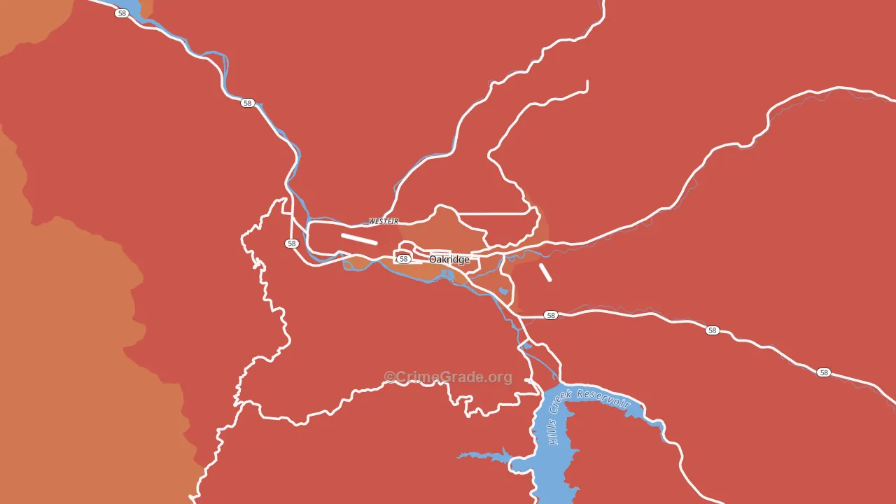 Oakridge, OR Map of Murder Rates