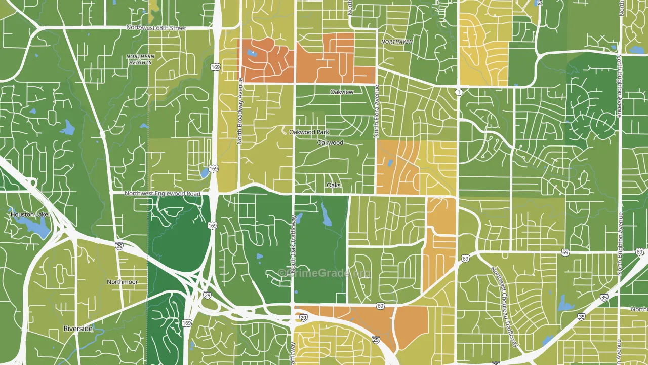 Oaks, MO Map of Murder Rates