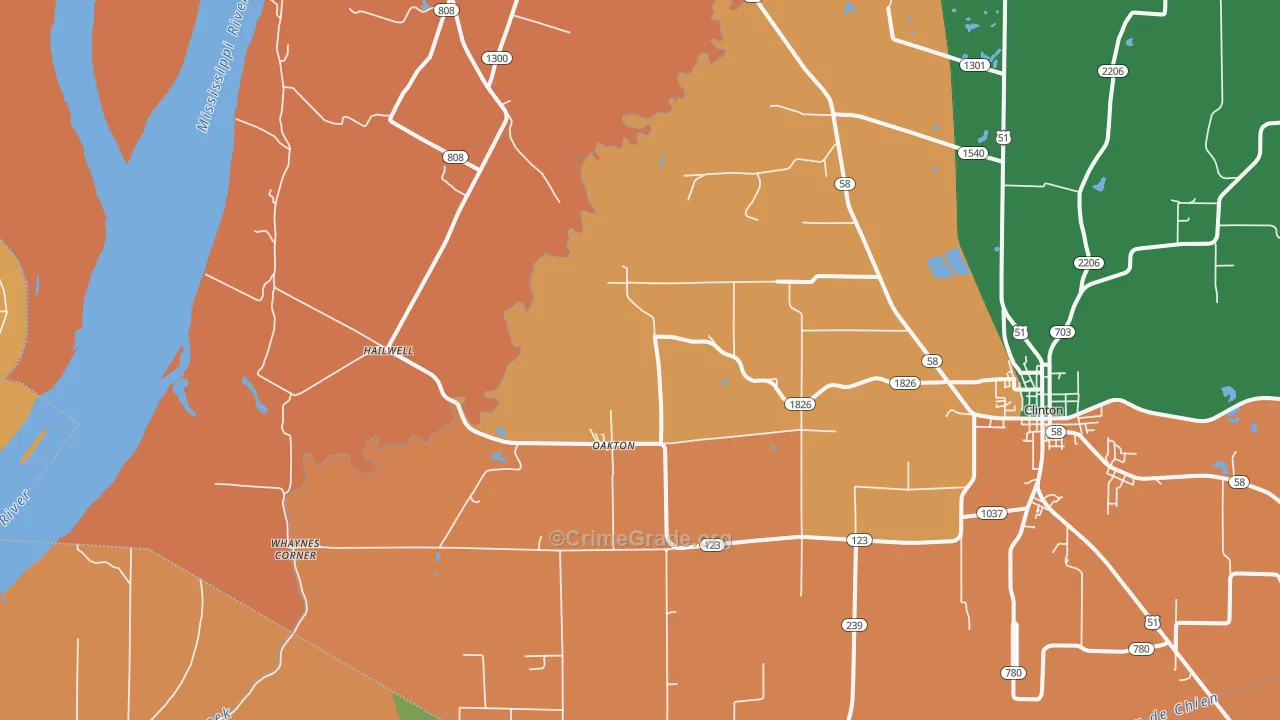 Oakton, KY Map of Murder Rates