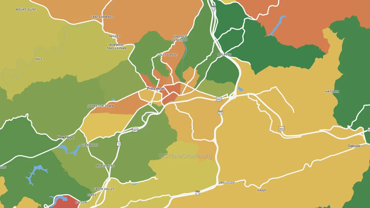 Oakvale, WV Map of Murder Rates
