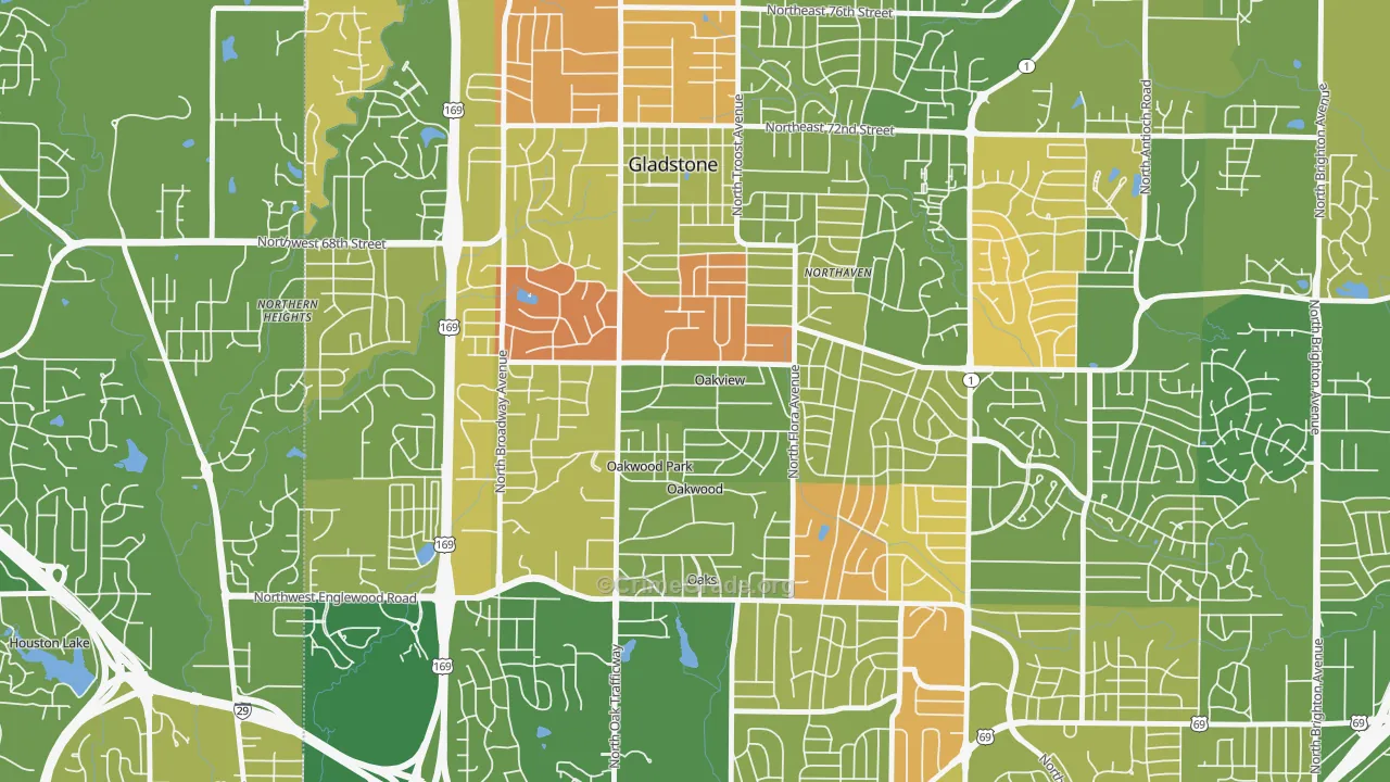Oakview, MO Map of Murder Rates