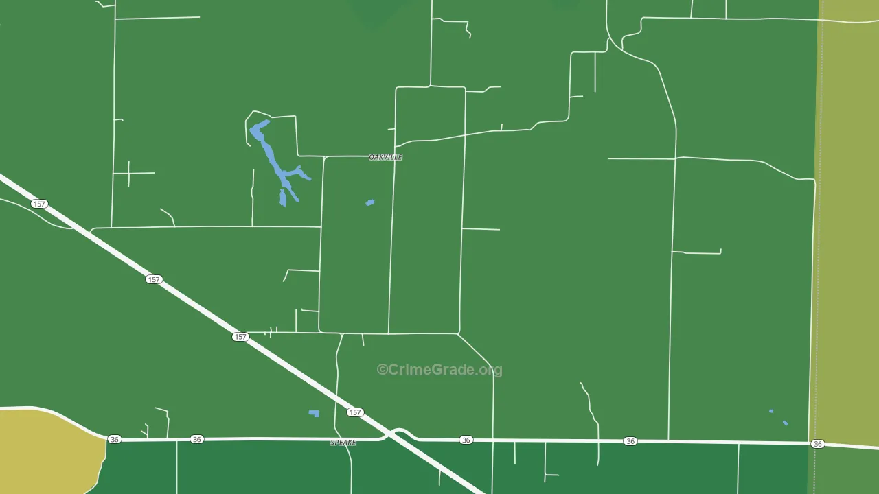 Oakville, AL Map of Murder Rates