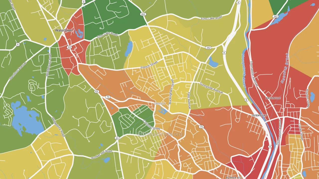 Oakville, CT Map of Murder Rates