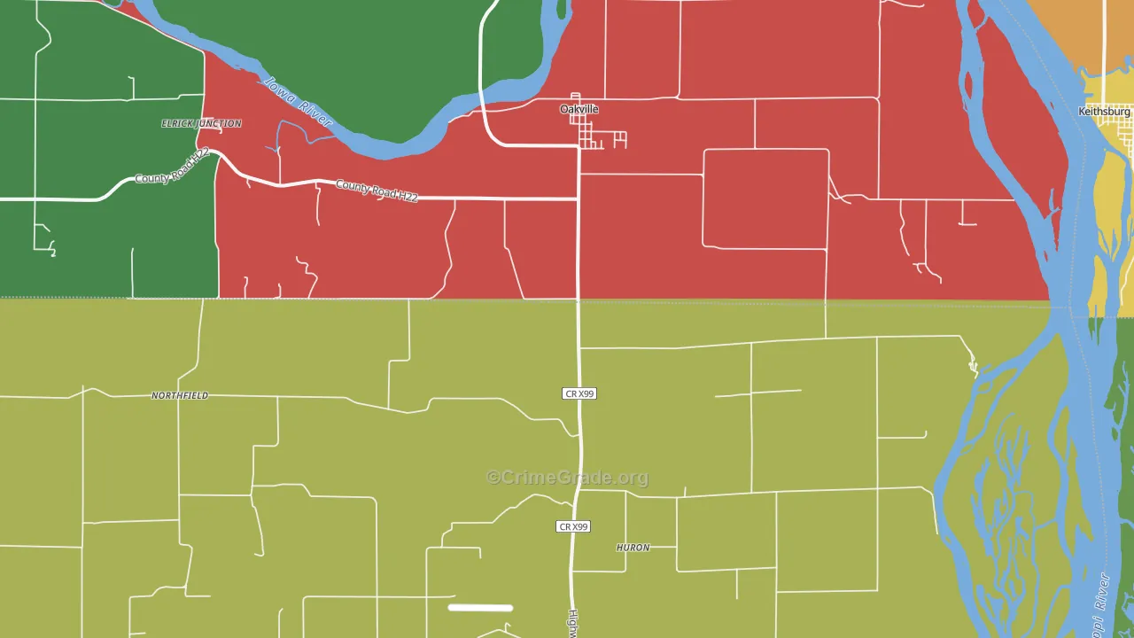 Oakville, IA Map of Murder Rates