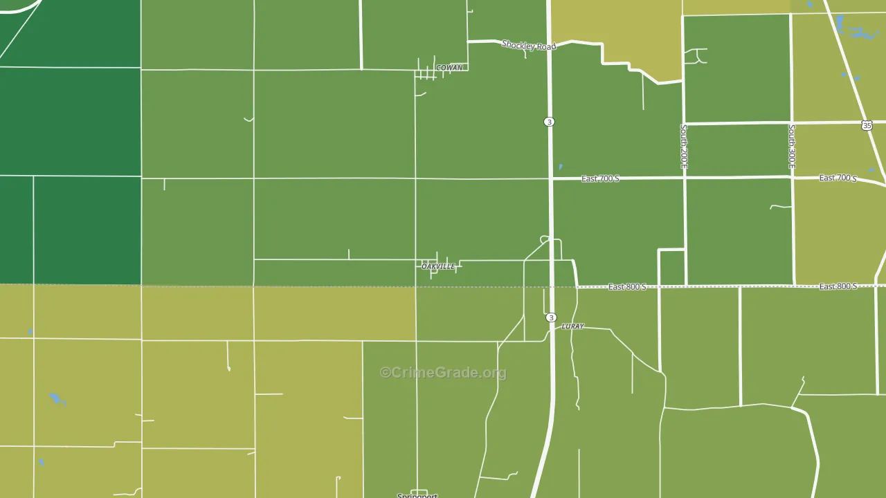 Oakville, IN Map of Murder Rates