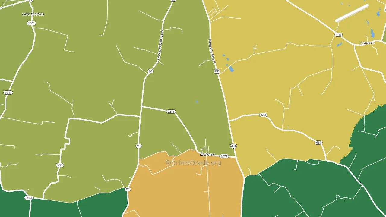 Oakville, KY Map of Murder Rates