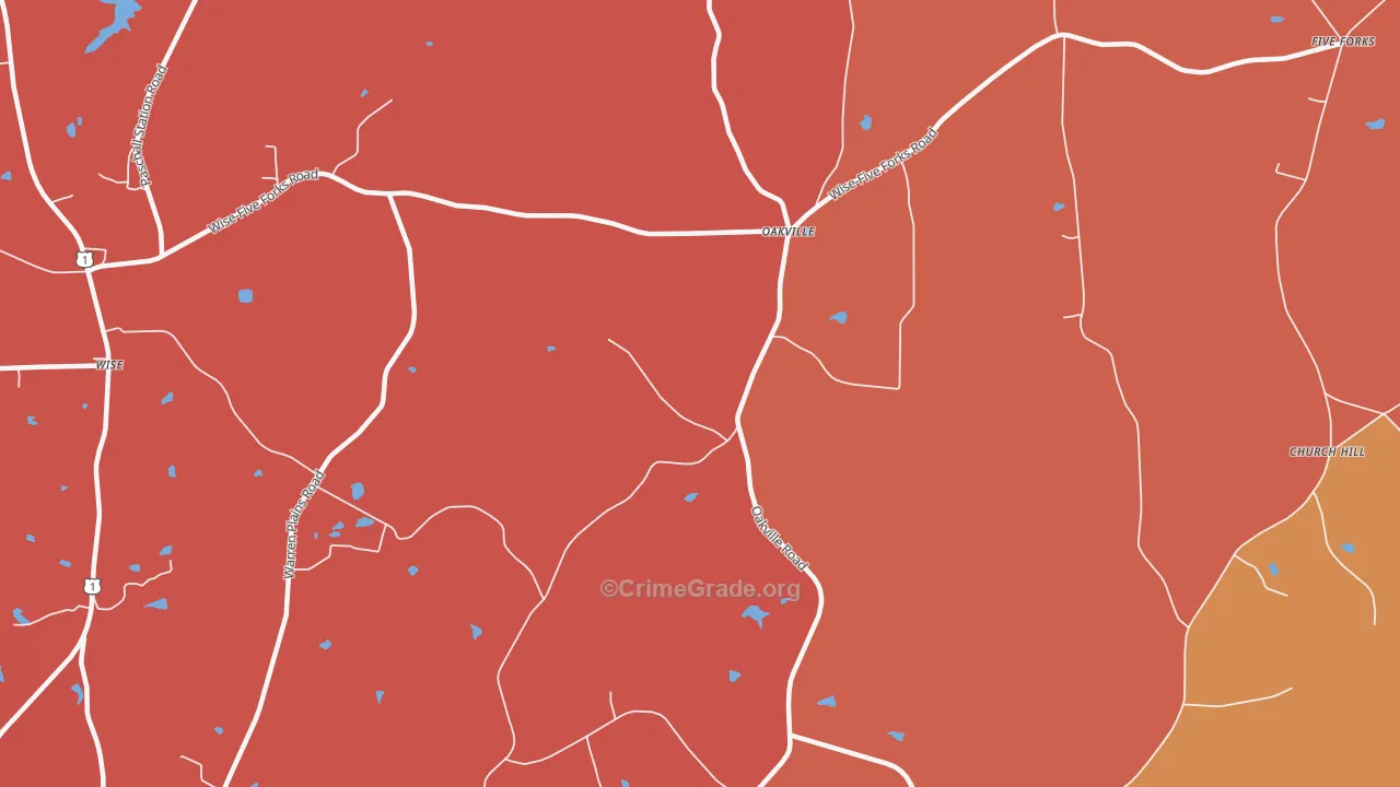 Oakville, NC Map of Murder Rates