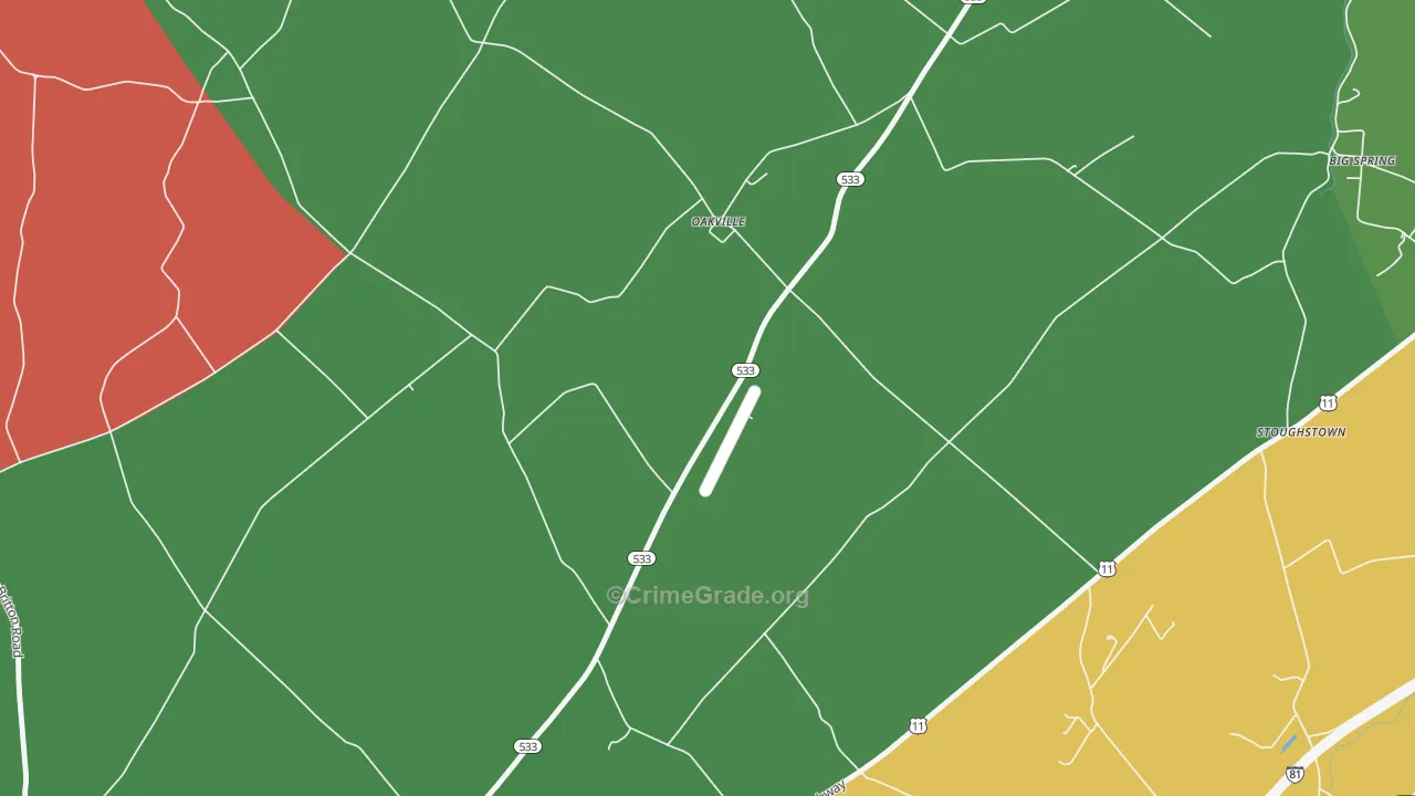 Oakville, PA Map of Murder Rates