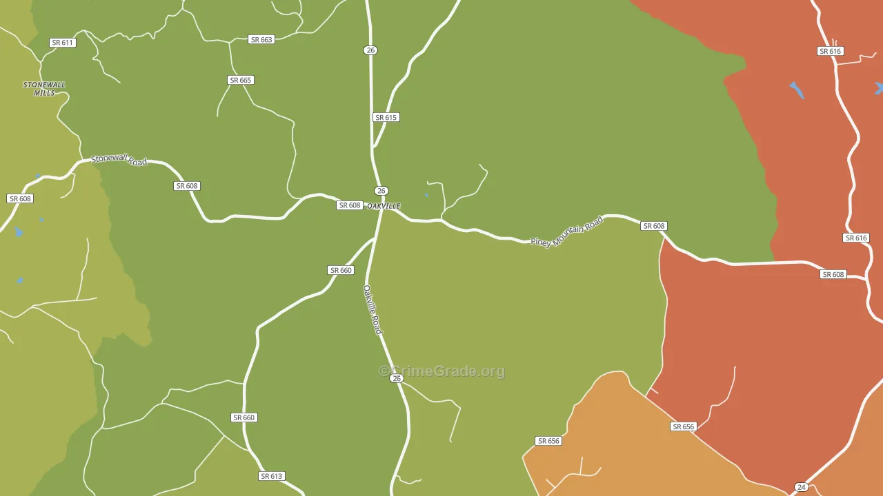 Oakville, VA Map of Murder Rates