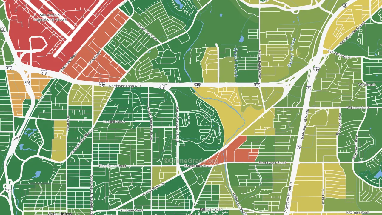 Oakwell Farms, San Antonio, TX Map of Murder Rates