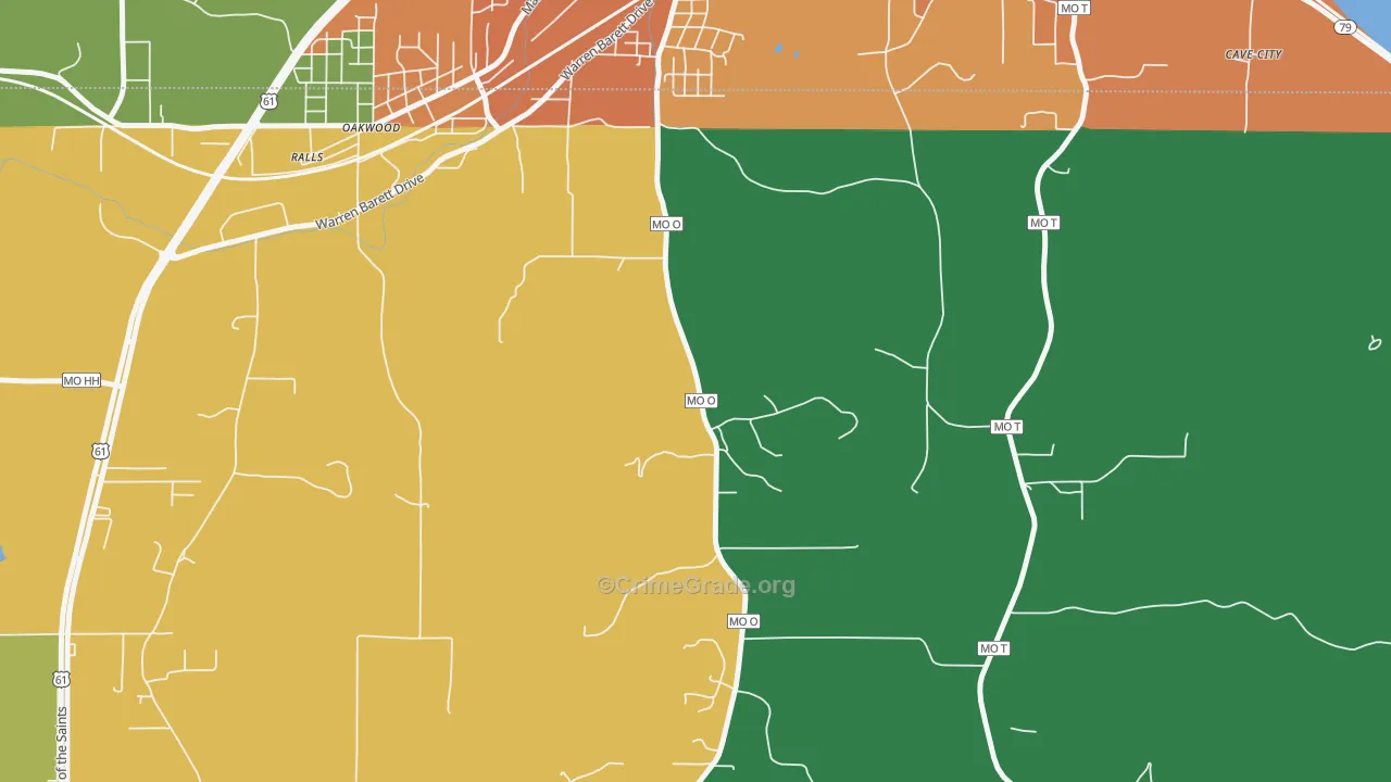 Oakwood, MO Map of Murder Rates
