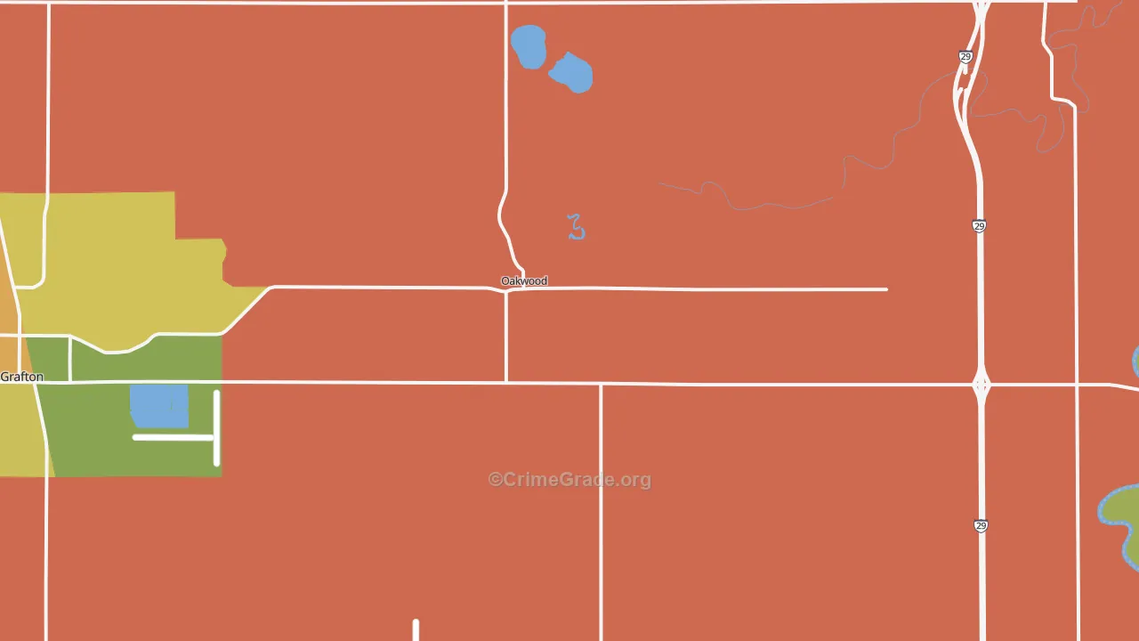 Oakwood, ND Map of Murder Rates