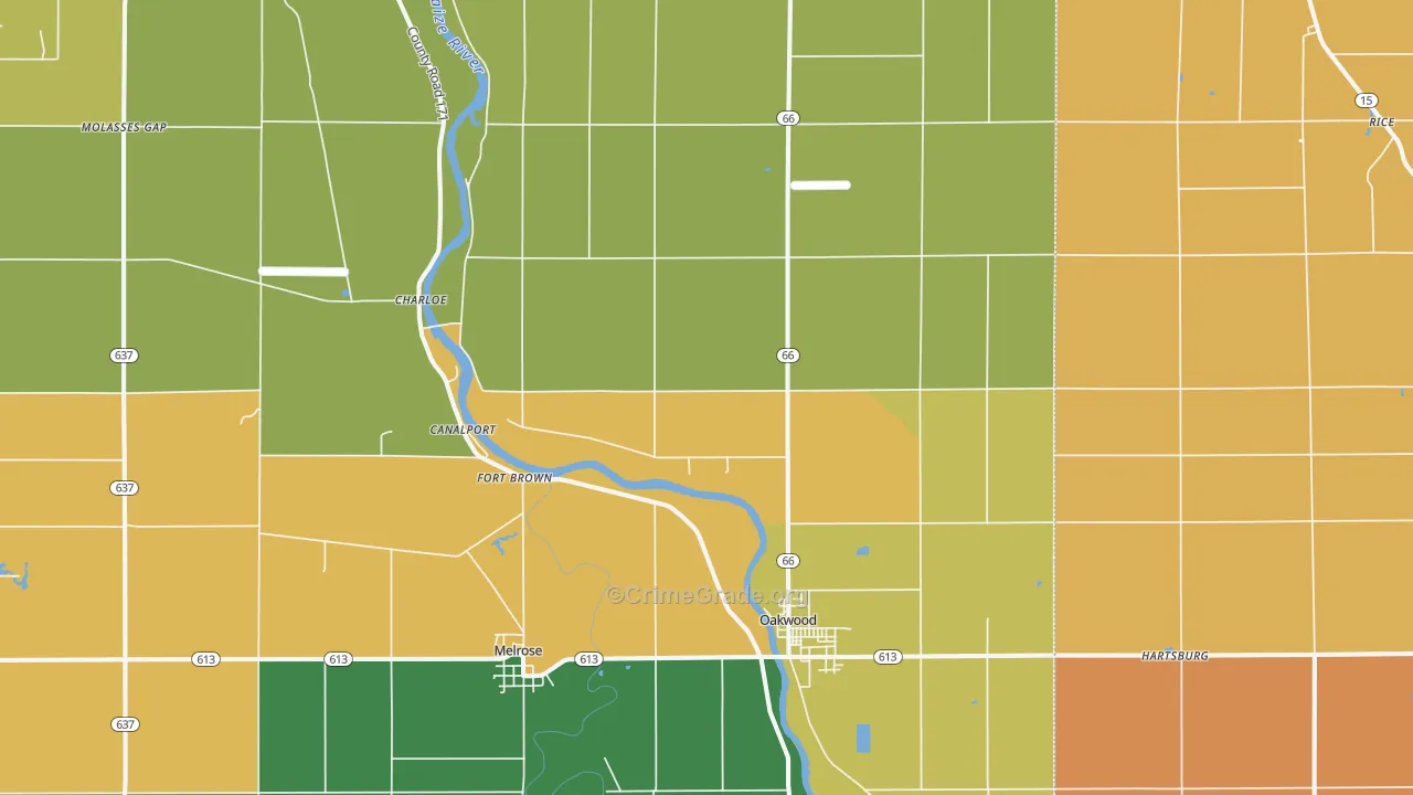 Oakwood, OH Map of Murder Rates