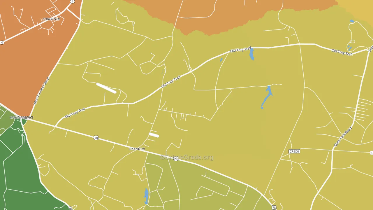 Oakwood, SC Map of Murder Rates