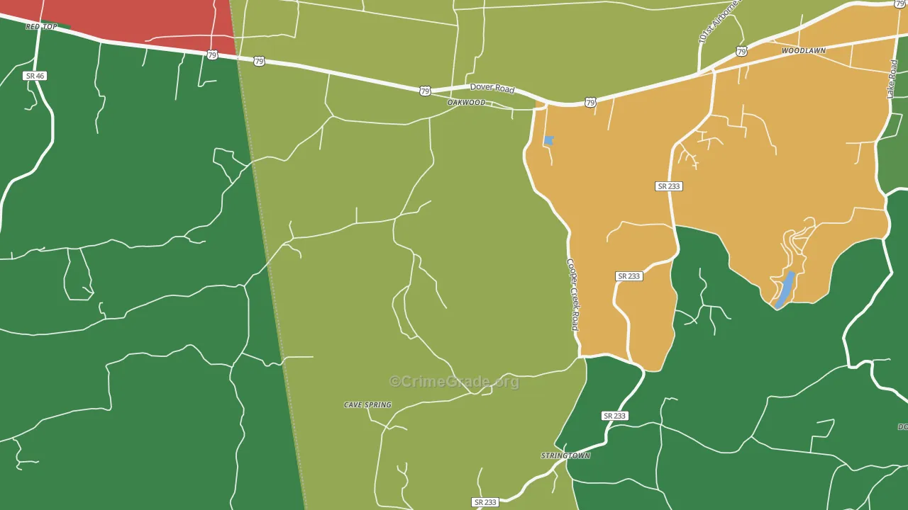 Oakwood, TN Map of Murder Rates