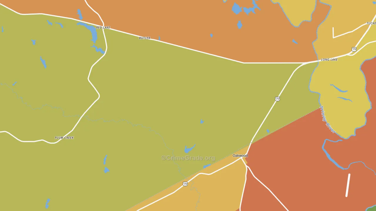Oakwood, TX Map of Murder Rates
