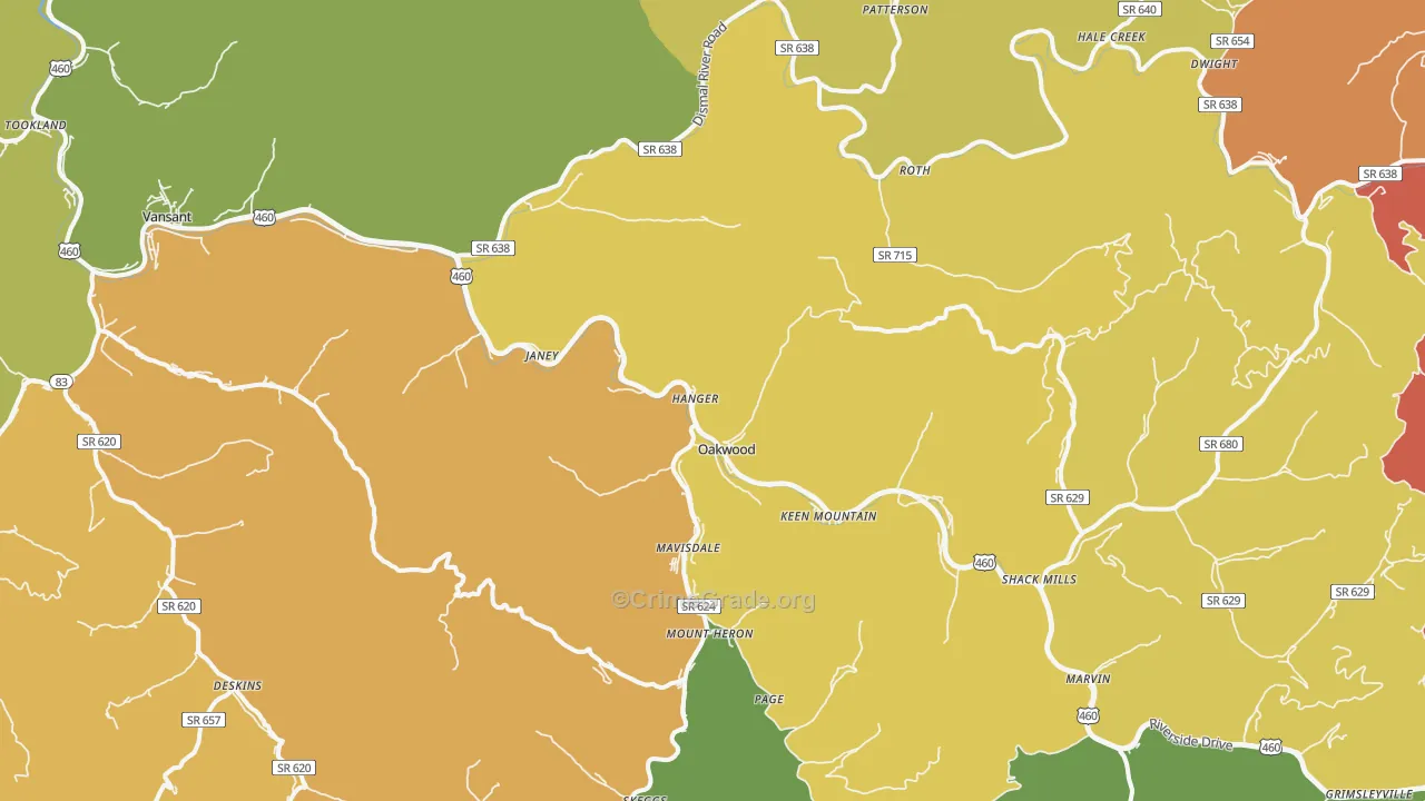 Oakwood, VA Map of Murder Rates