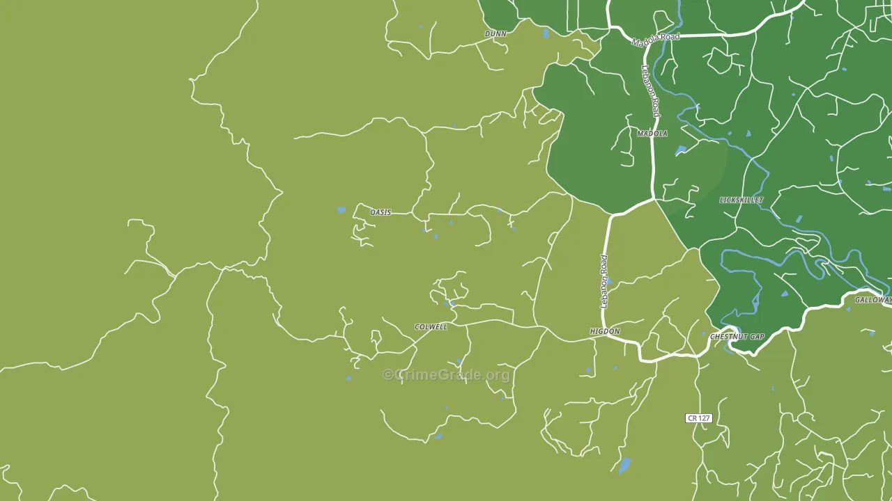Oasis, GA Map of Murder Rates