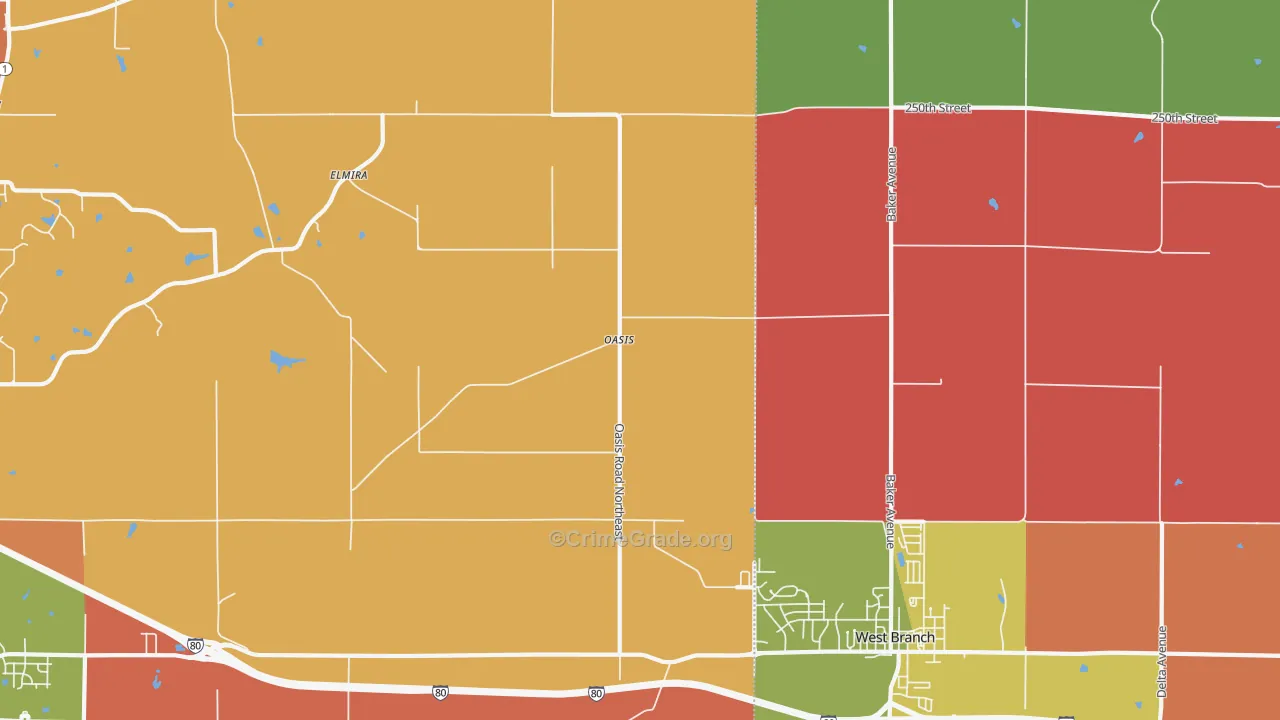 Oasis, IA Map of Murder Rates