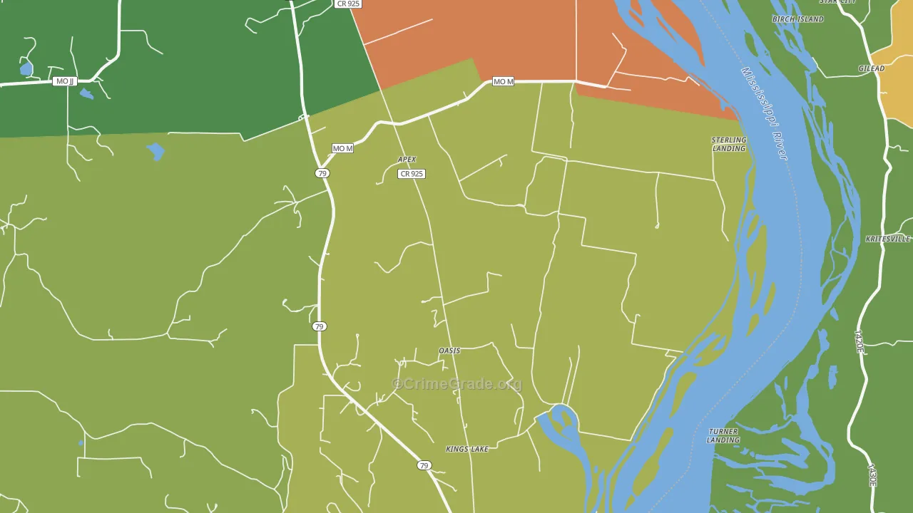 Oasis, MO Map of Murder Rates