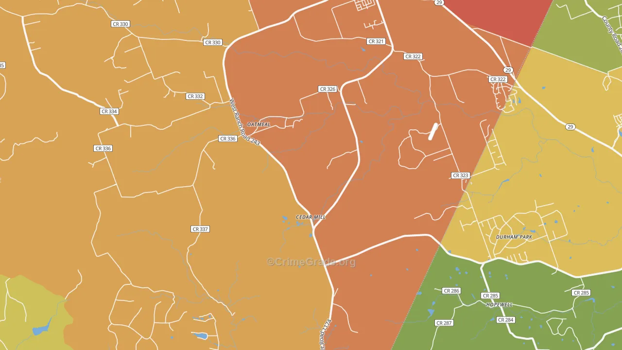 Oatmeal, TX Map of Murder Rates