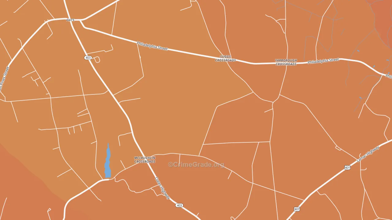Oats, SC Map of Murder Rates