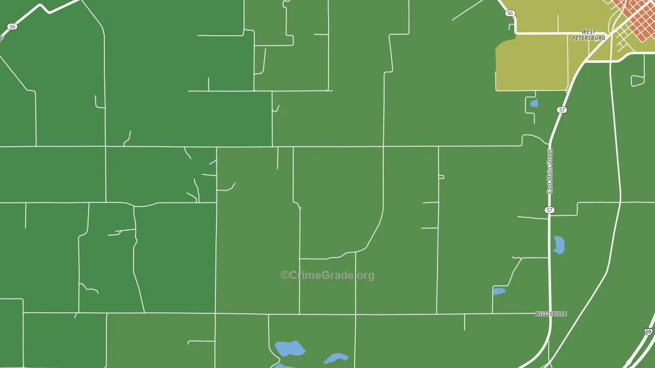 Oatsville, IN Map of Murder Rates
