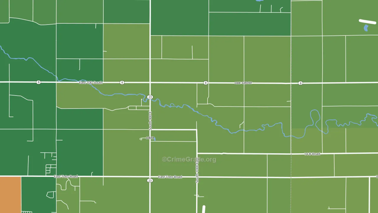 Ober, IN Map of Murder Rates