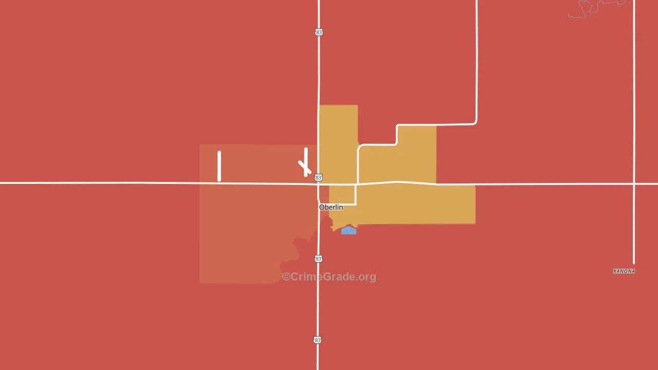 Oberlin, KS Map of Murder Rates